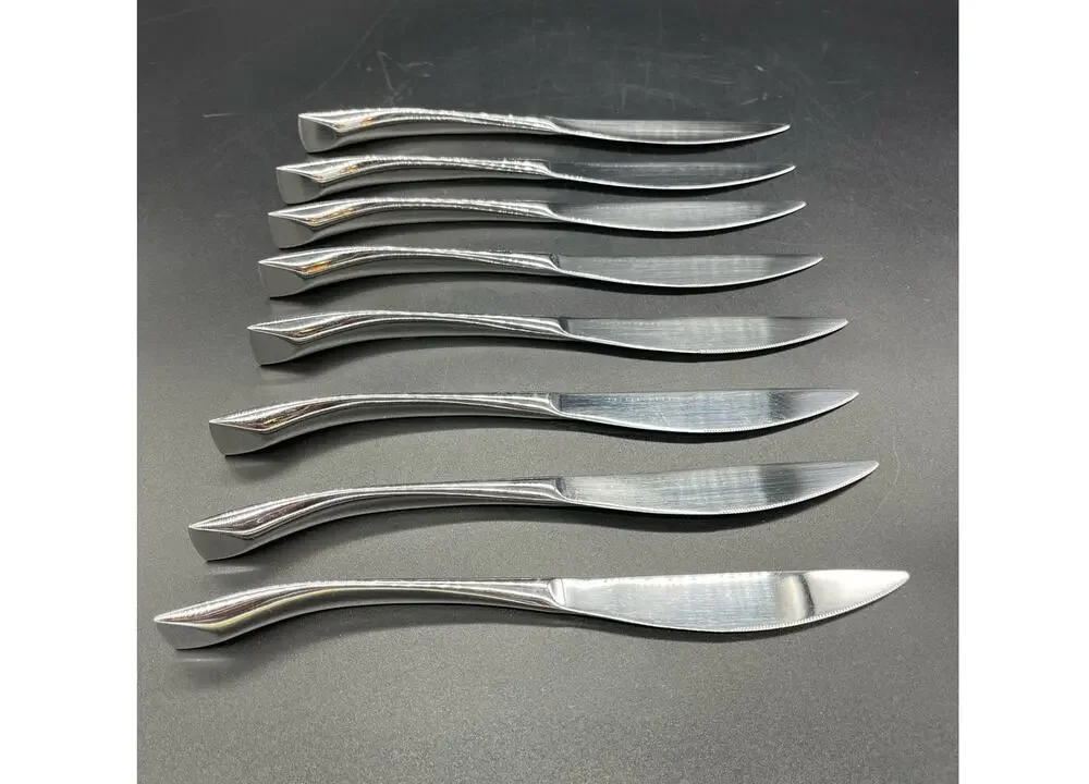 Pottery Barn Set of 8 Knives Heavy Weighted Handle with Unique Shape